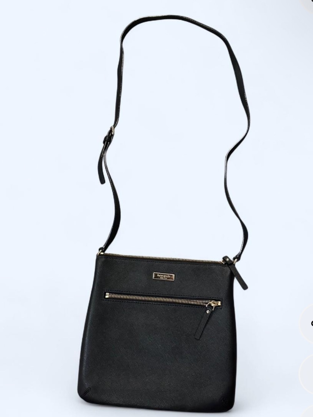kate spade Black Leather Zip-Front Crossbody